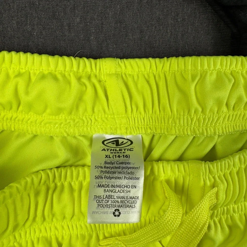 Athletic Works Boys XL 14-16 Activewear Set Grey Shirt Neon Yellow Shorts 2pc